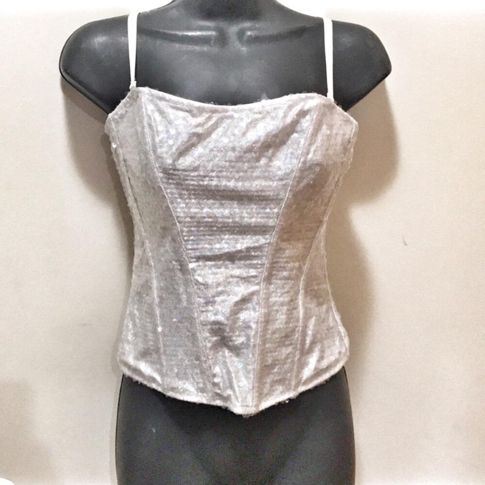 Y2k spirit Beautiful glitter corset white and sequins sM
